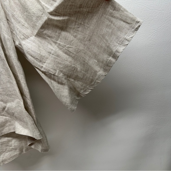 BRYN Walker Lily SMALL Light Linen Round Neck Ruffle 3/4 Bell Sleeve High-Low - Picture 3 of 11